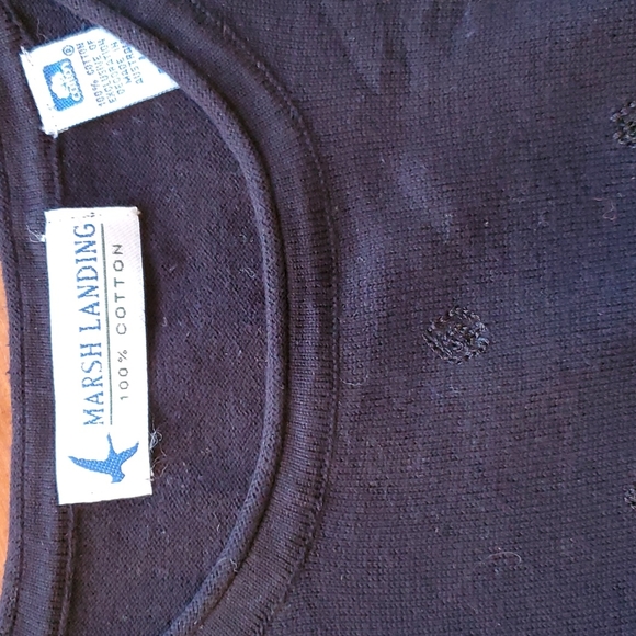 VINTAGE Marsh Landing Sleeveless Sweater size Large.  Black 100% cotton. - Picture 7 of 7